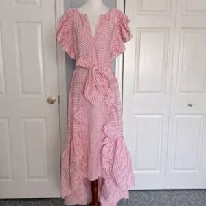 Tanya Taylor pink and White Striped maxi dress